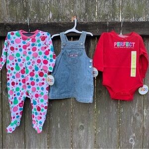CIRCO outfit bundle Denim overall jumper dress bodysuit sleeper set spring fall